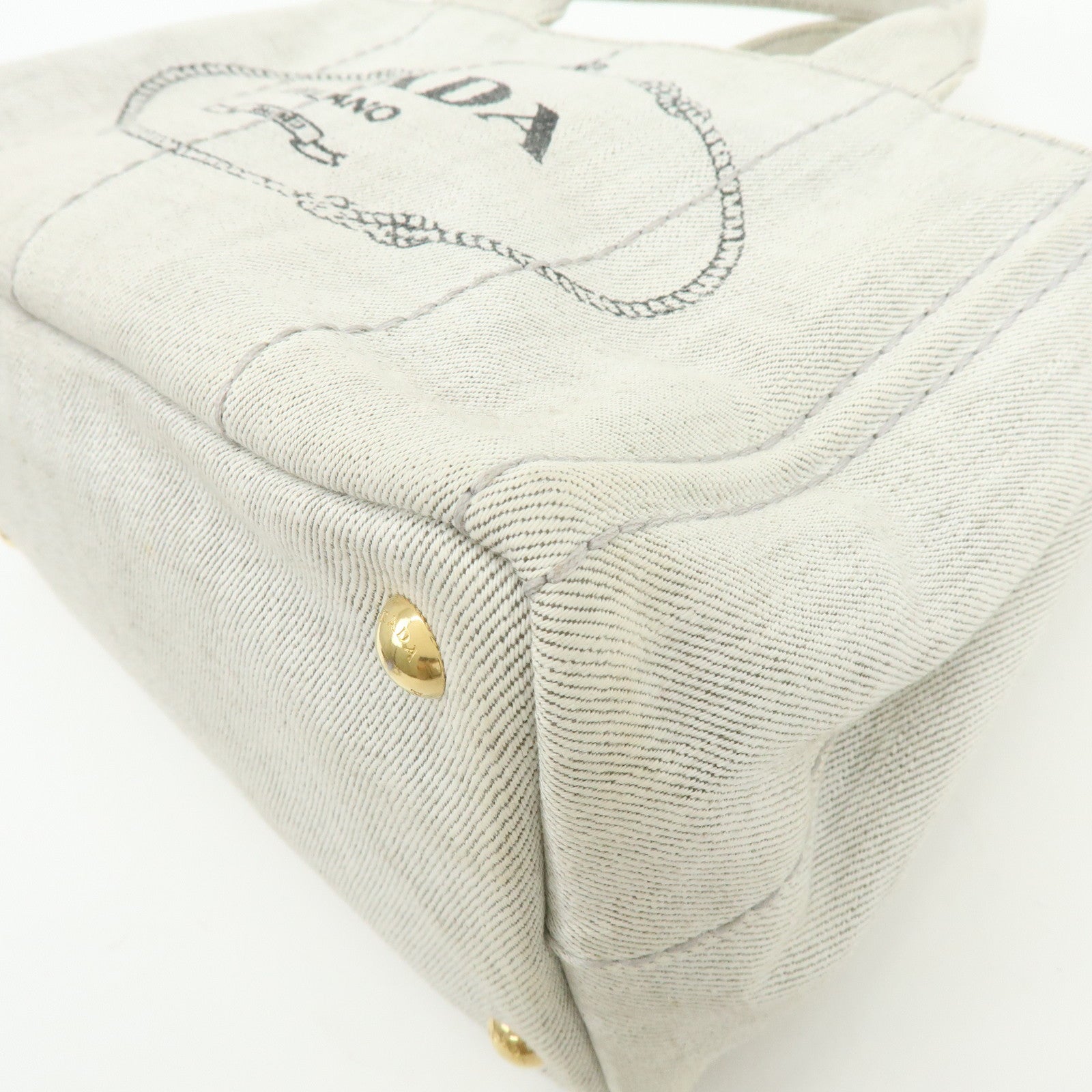 PRADA Canapa Mini Denim 2Way Bag Hand Shoulder Bag Gray 1BG439