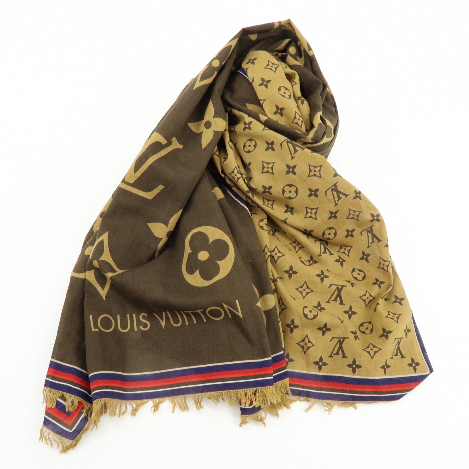 Louis Vuitton Étole Monogram Bliss 100％ Cotton Scarf Brown M76366
