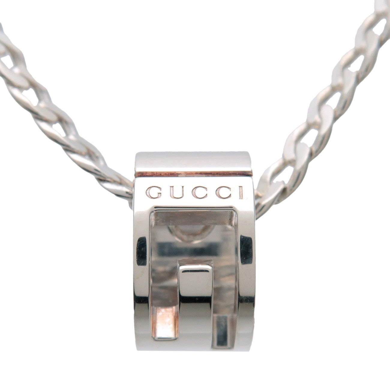 GUCCI Logo Cut Out G Necklace SV925 Silver 223351