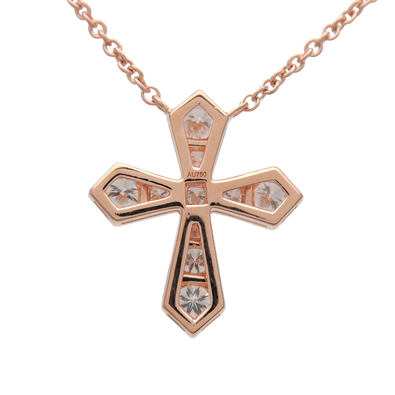GRAFF Trapezoid Cross Necklace Diamond K18 750PG Rose Gold