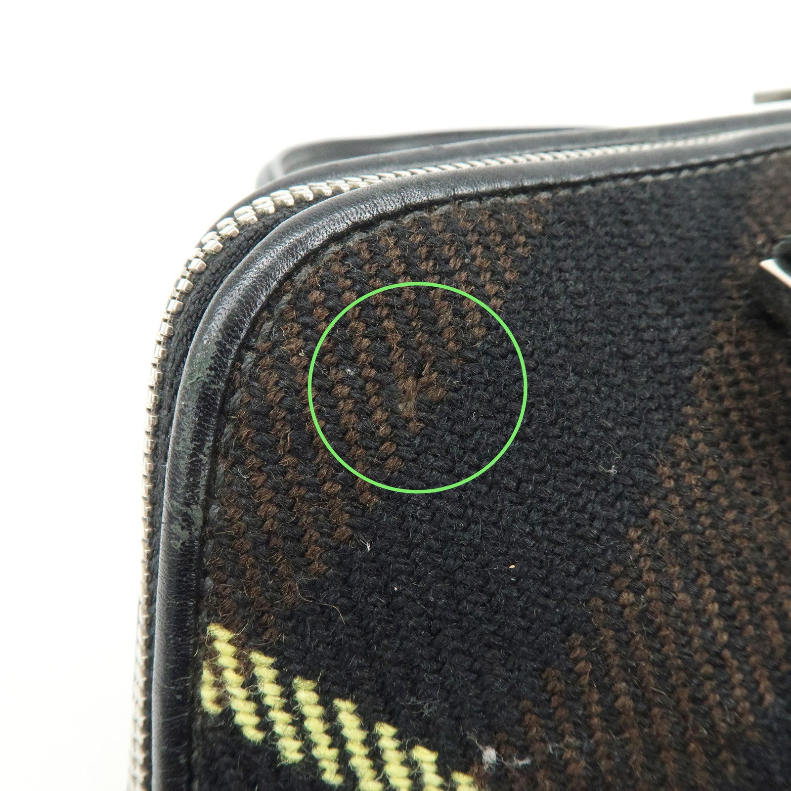 BURBERRY Plaid Canvas Leather Shoulder Bag Hand Bag Black Brown