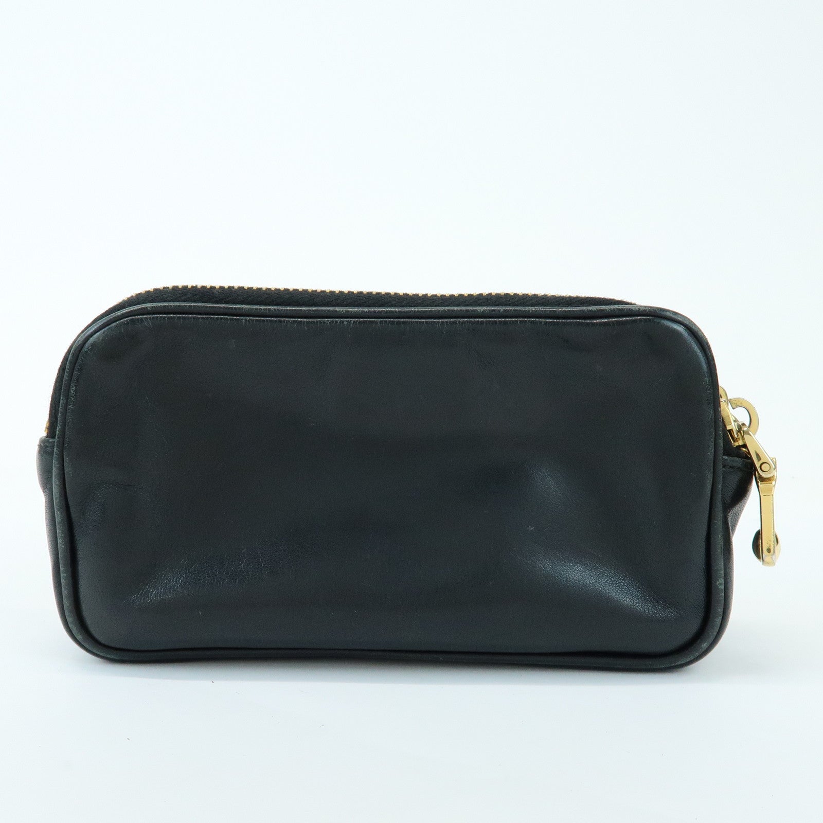 MIU MIU Lamb Skin Studs Cosmetic Pouch Accessoires Pouch Black
