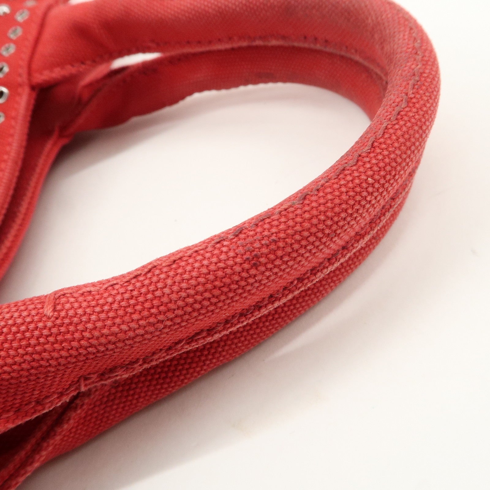 PRADA Canapa Mini Canvas Hand Bag Castilian Red BN2439