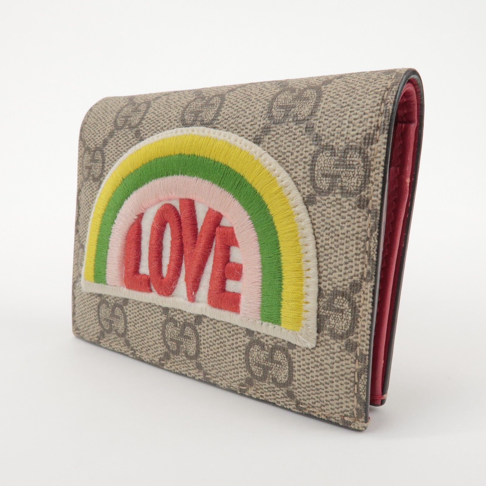GUCCI LOVE Rainbow GG Supreme PVC Leather Compact Wallet 476412