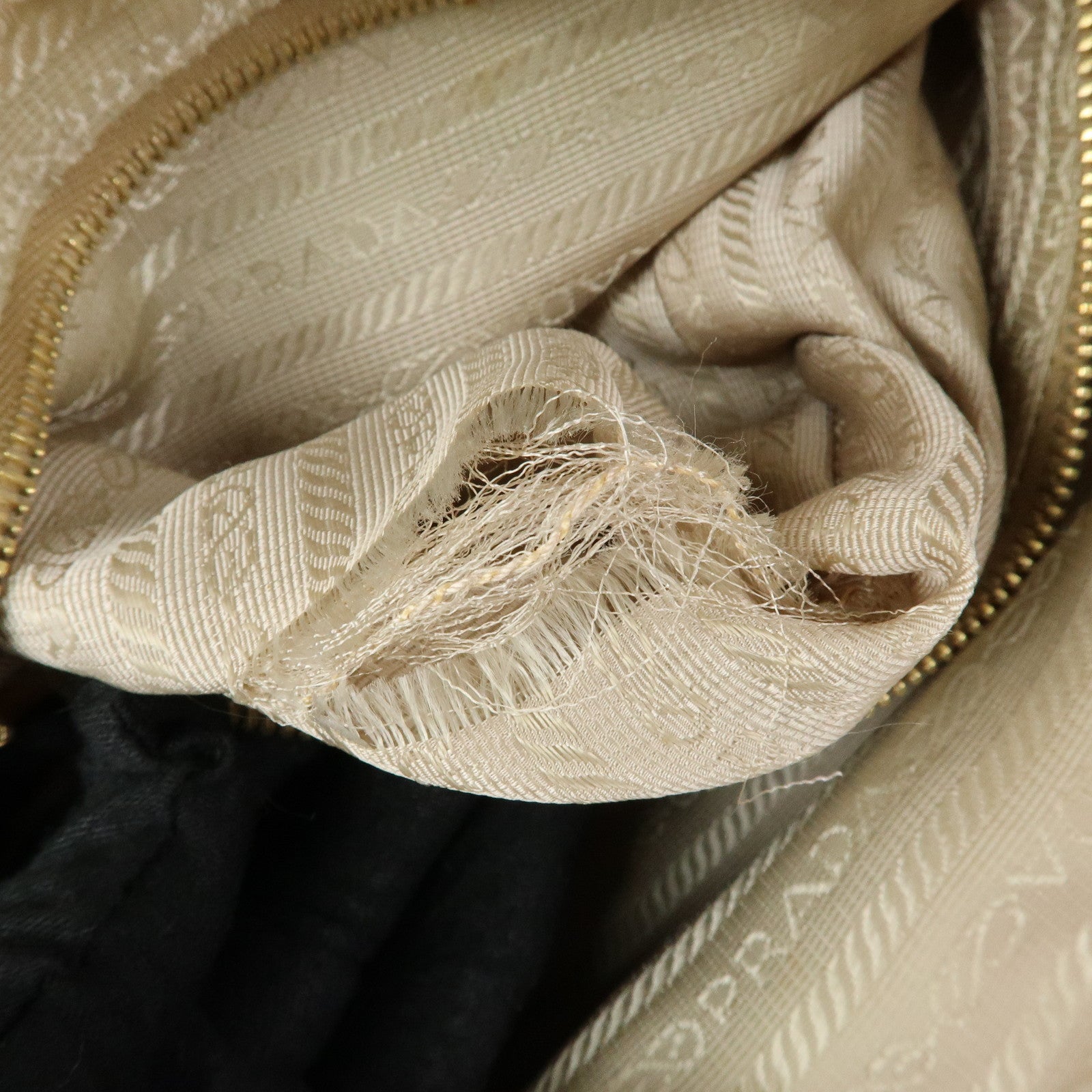 PRADA Triangle Logo Nylon Leather Shoulder Hand Bag Beige Brown