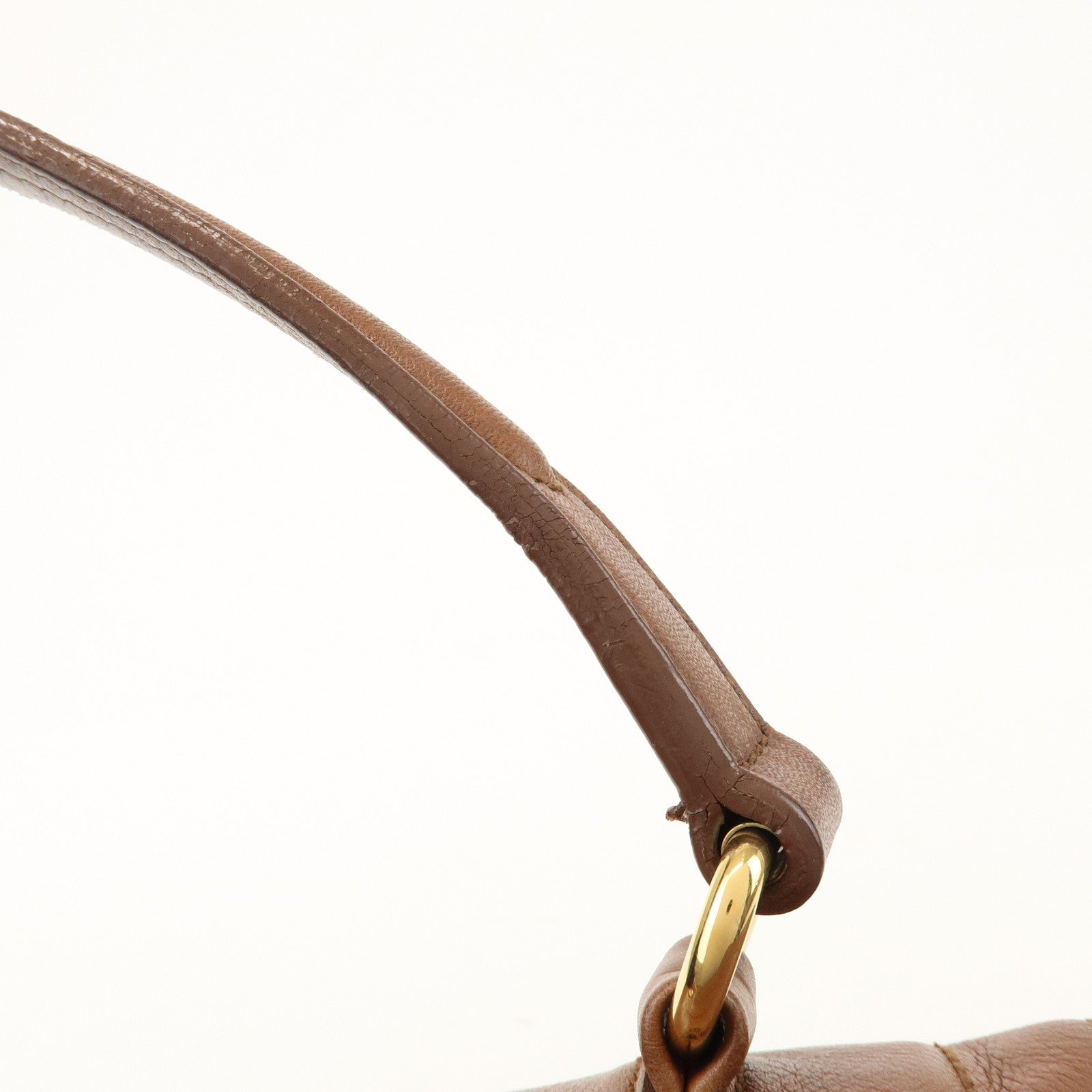 SAINT LAURENT PARIS Muse Two Leather Canvas Hand Bag Brown 229680