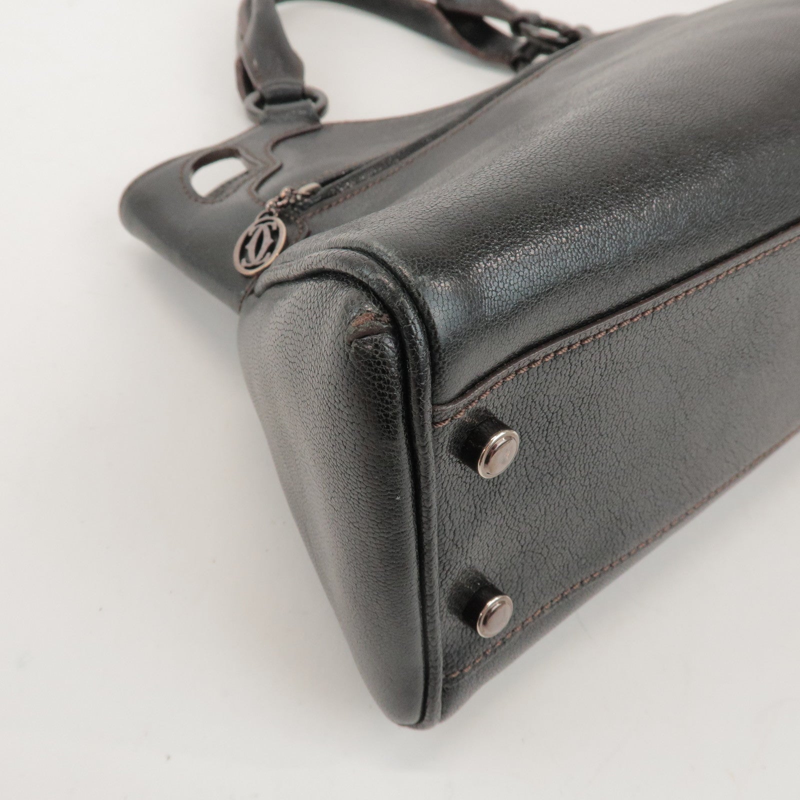 Cartier Marcello de Cartier Leather Hand Bag Tote Bag Black