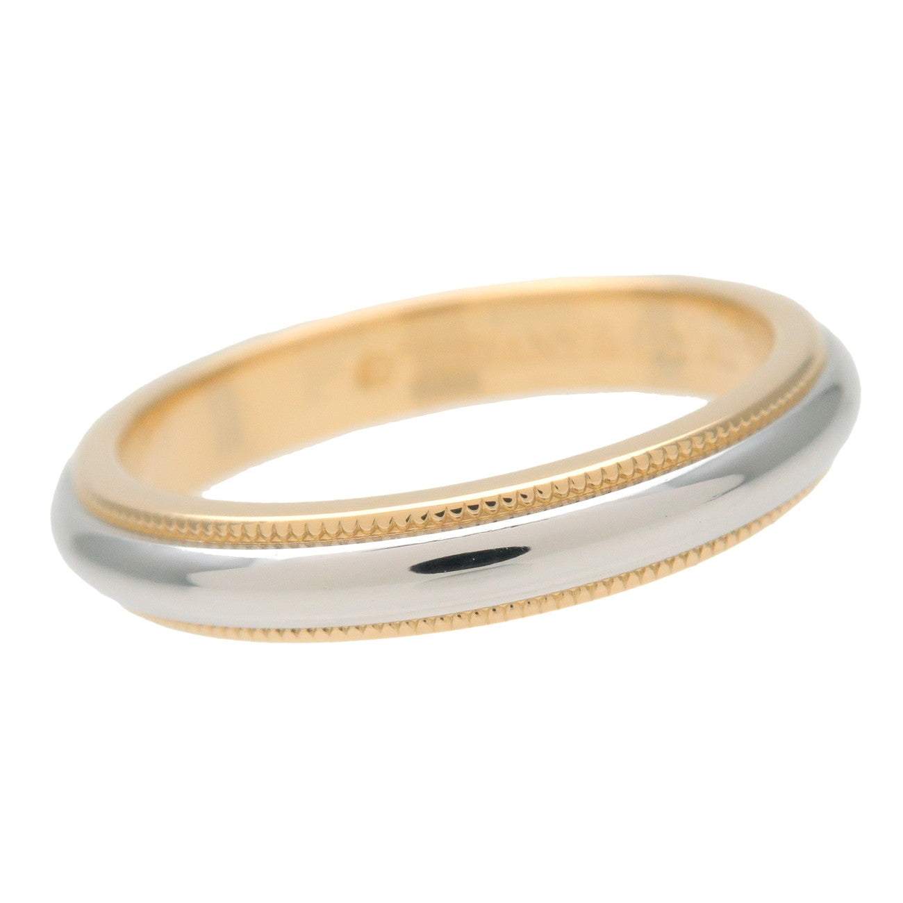 Tiffany & Co Milgrain Band Ring PT950 #12.5 Yellow Gold Platinum