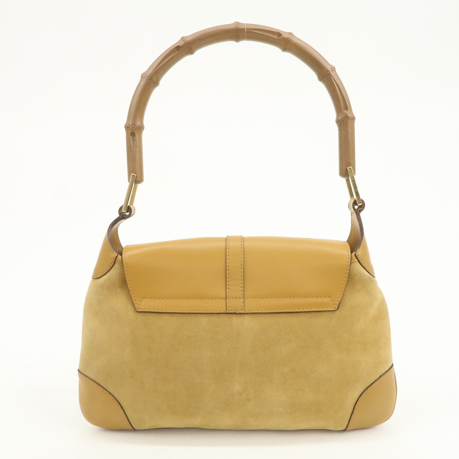 GUCCI Bamboo Suede Leather Kandinsky Shoulder Bag Yellow 001・4096