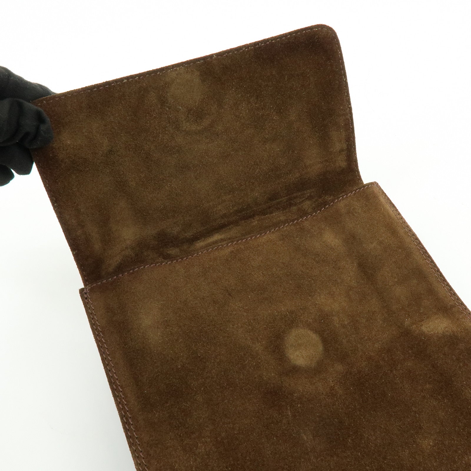 CHANEL Suede Shoulder Bag Crossbody Bag Brown