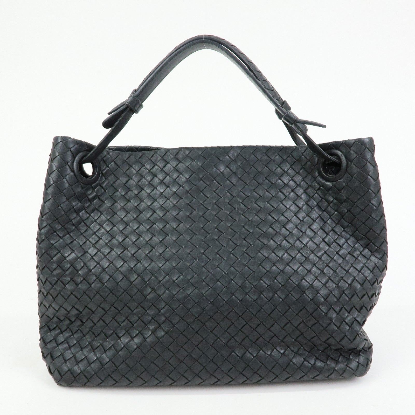 BOTTEGA VENETA Intrecciato Leather Garda Hand Bag Black 179320