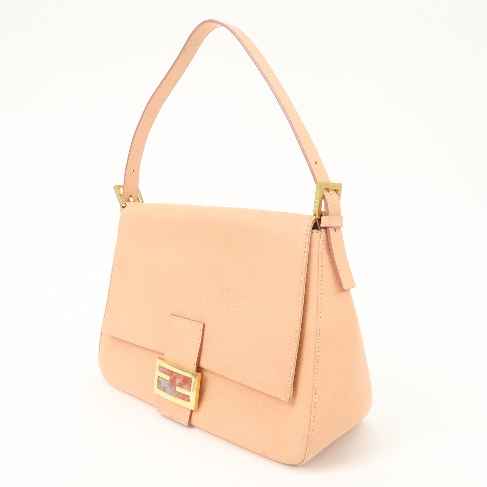 FENDI Mamma Baguette Leather Hand Bag Shoulder Bag Pink 26325