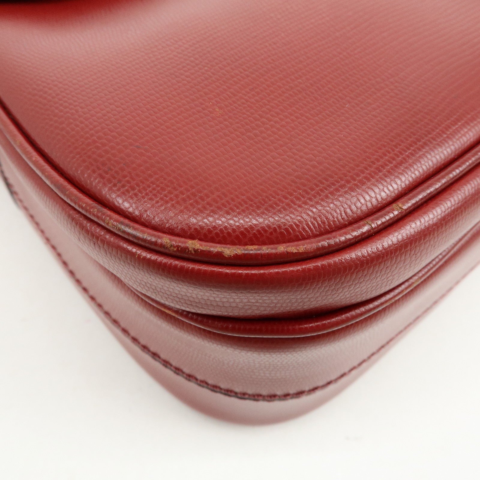 CELINE Leather 2WAY Bag Shoulder Bag Hand Bag Red