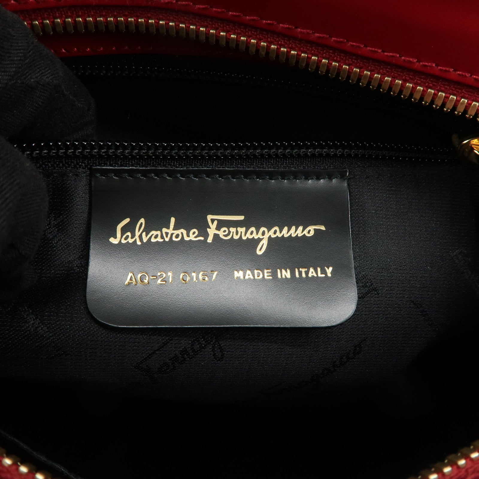 Ferragamo Gancini Leather 2WAY Bag Hand Bag Shoulder Bag Red