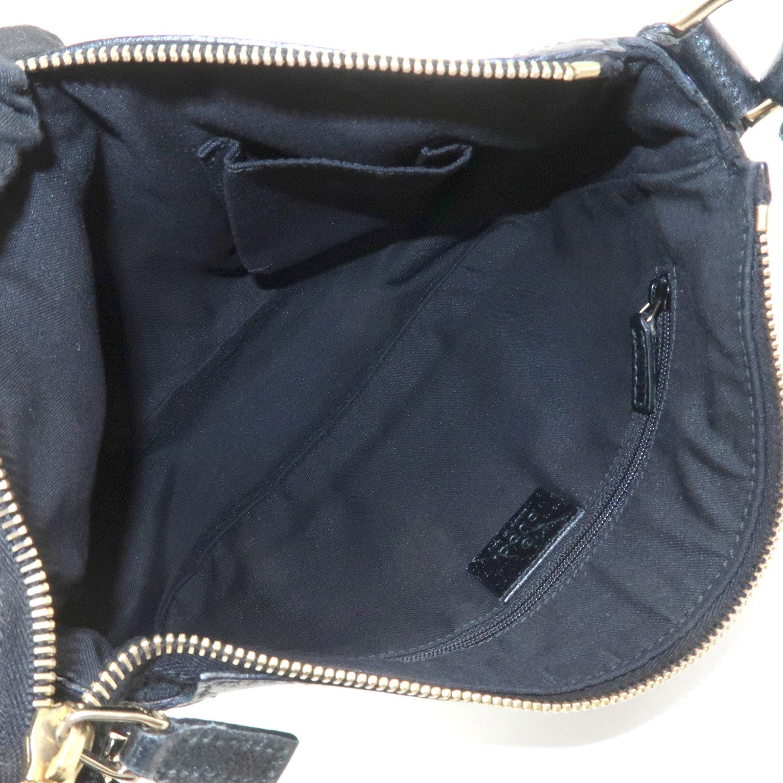 GUCCI GG Canvas Leather Shoulder Bag Hand Bag Black 146244