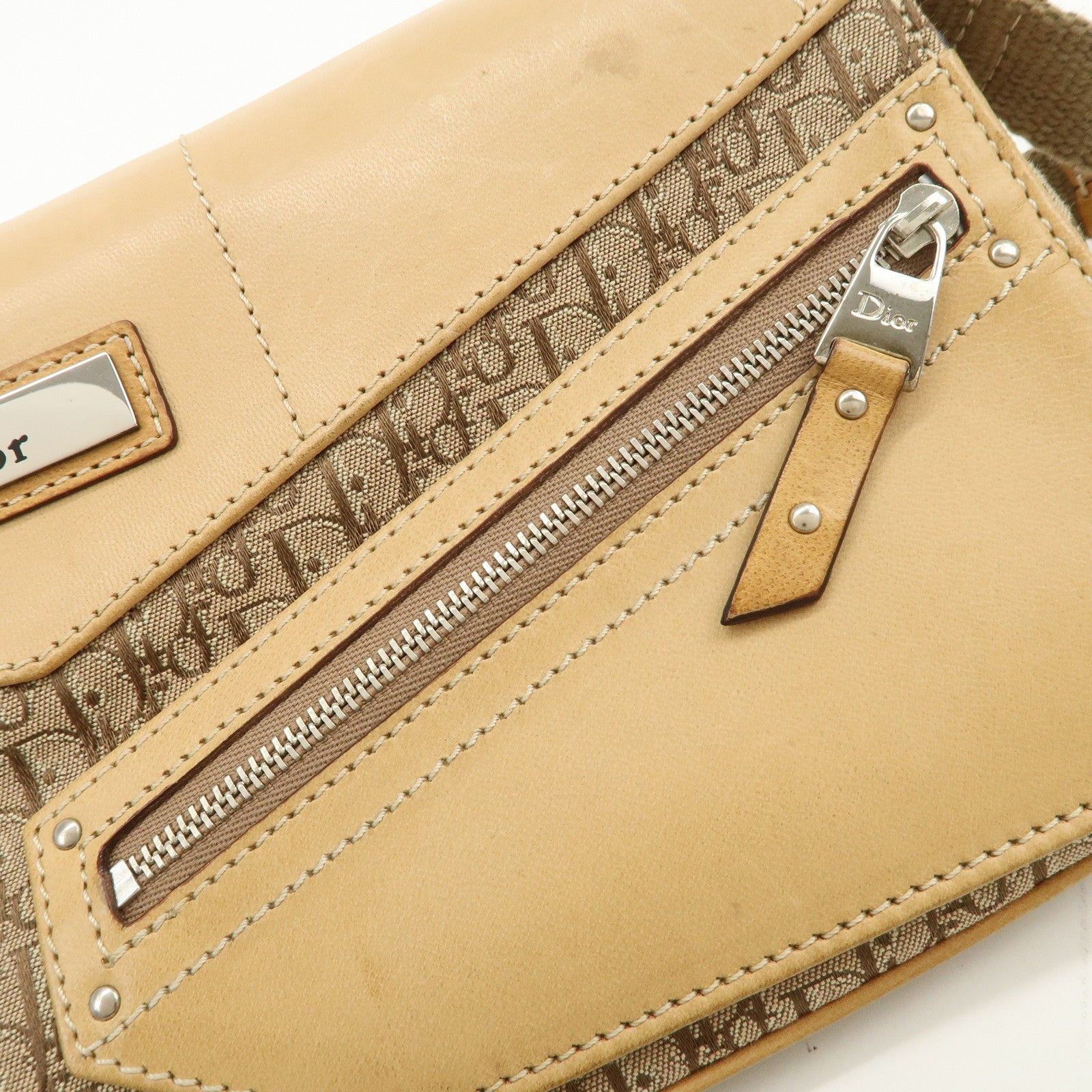 Christian Dior Trotter Street Chic Canvas Leather Shoulder Bag