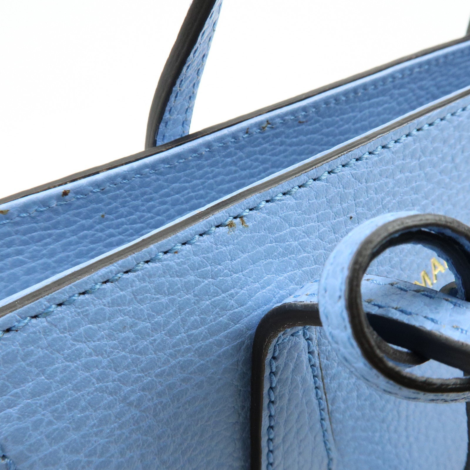 GUCCI Interlocking G Leather 2Way Bag Hand Bag Light Blue 368827