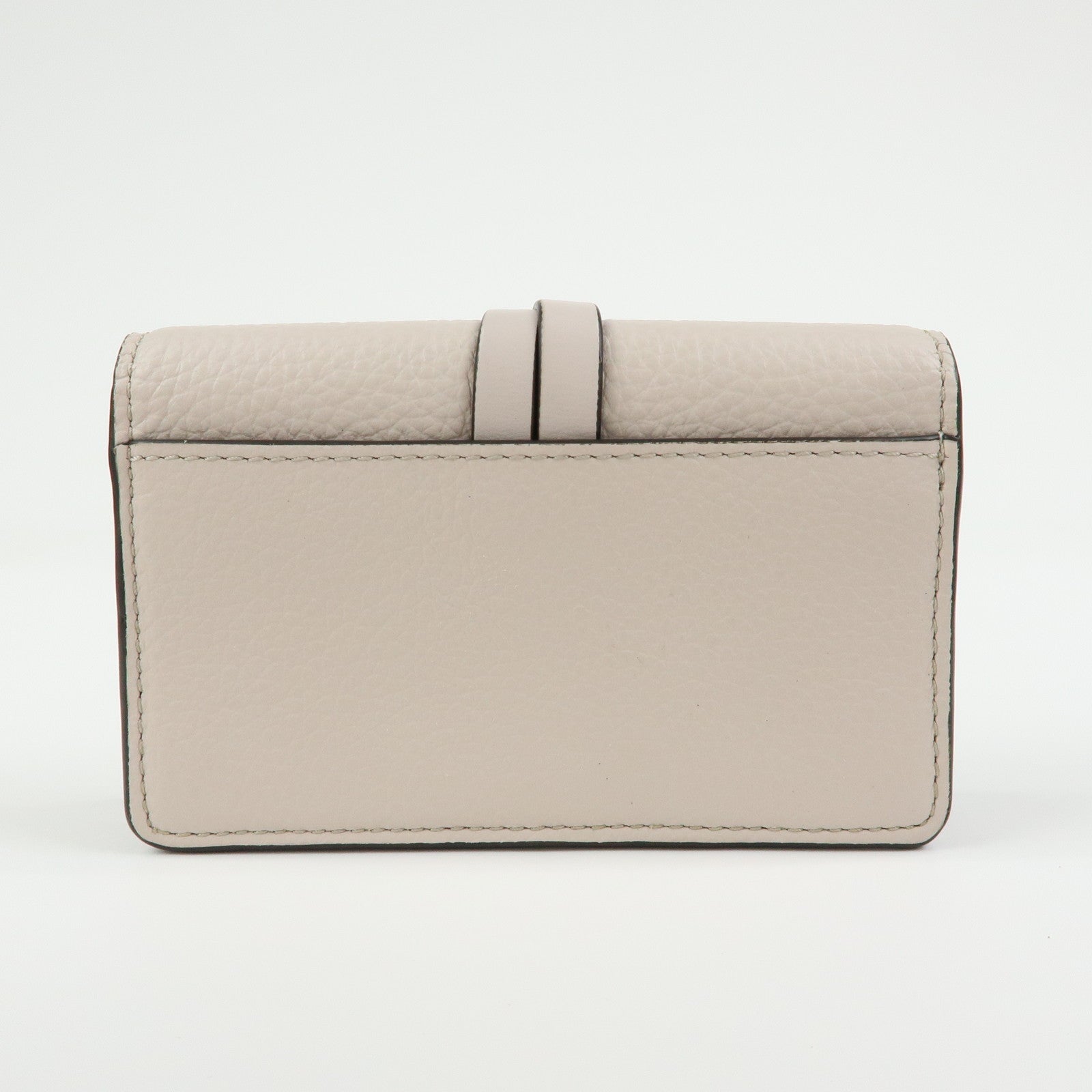 Chloe Alphabet Leather Card Case Mini Trifold Wallet Heart Ivory
