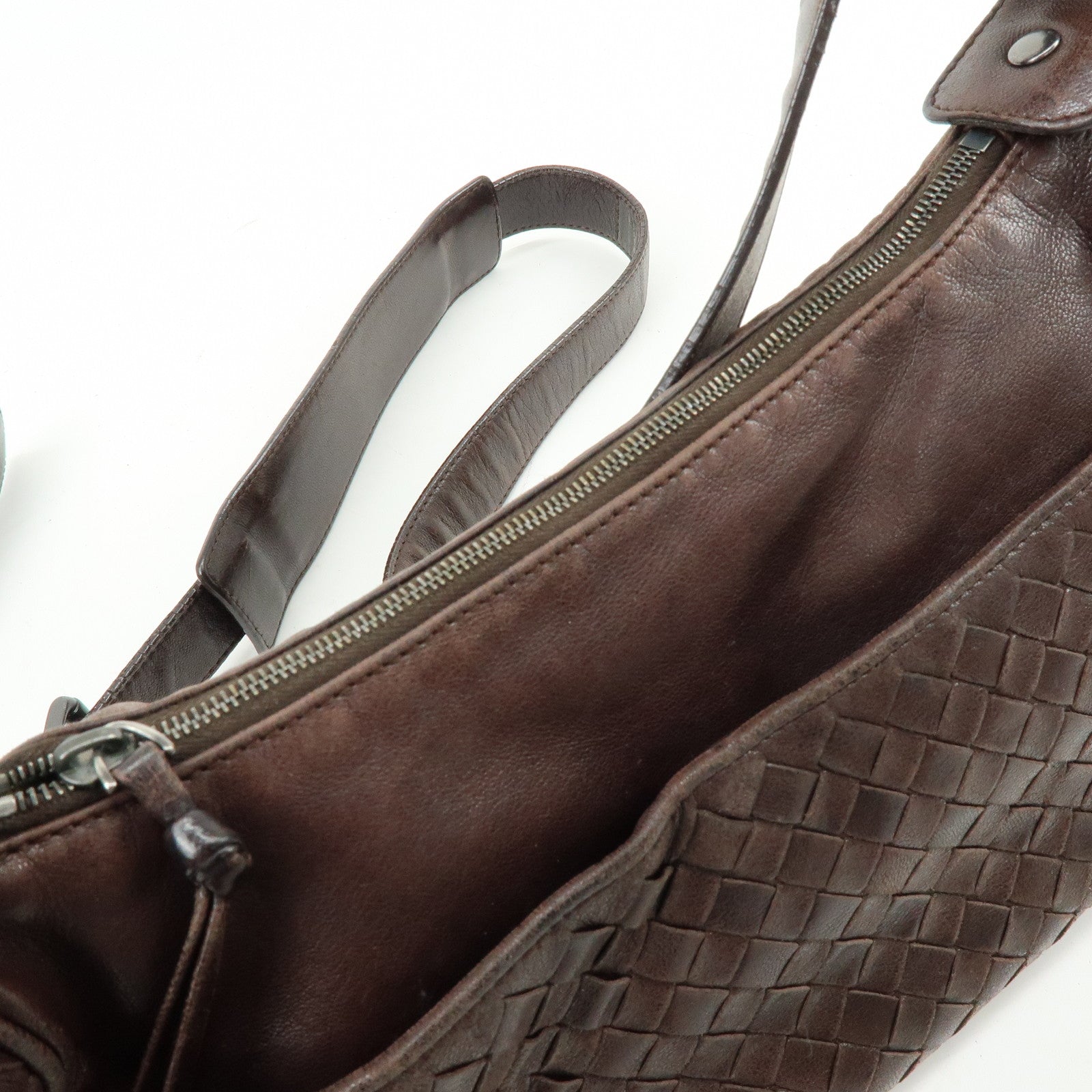 BOTTEGA VENETA Intrecciato Leather Shoulder Crossbody Bag Brown