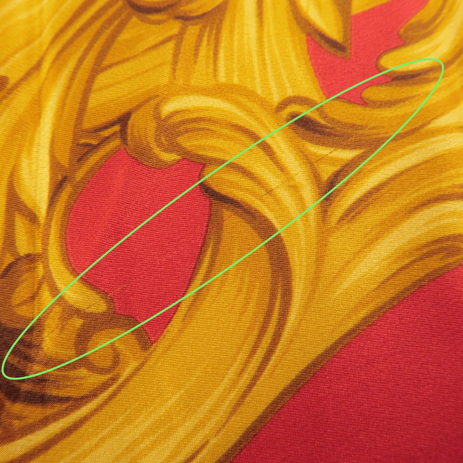 CHANEL Silk 100% Scarf Rose Print Floral Pattern 93x93 Red Gold