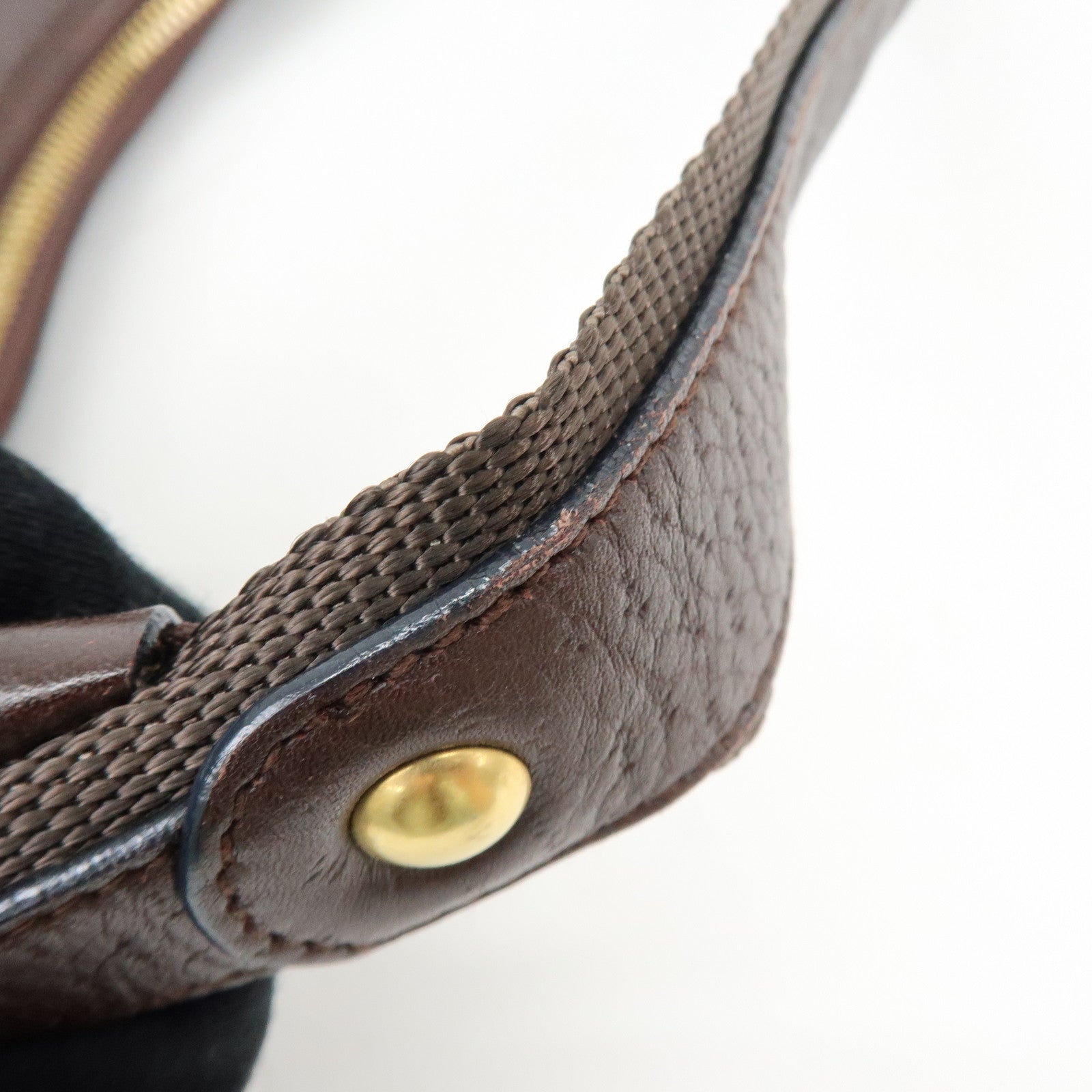 Ferragamo Gancini Leather Shoulder Bag Hand Bag Brown