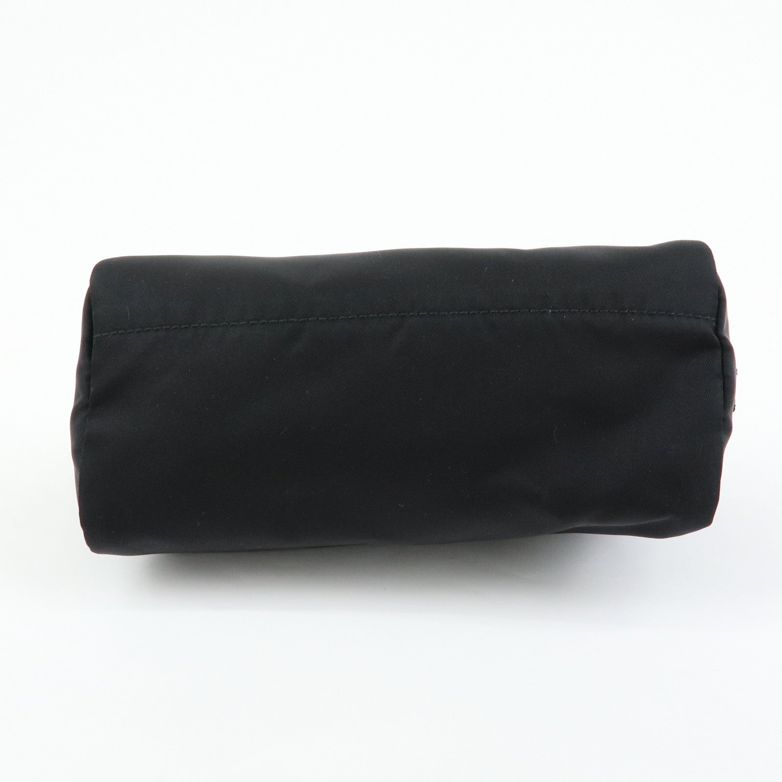 PRADA Triangle Logo Nylon Saffiano Leather Cosmetic Pouch 1NA693