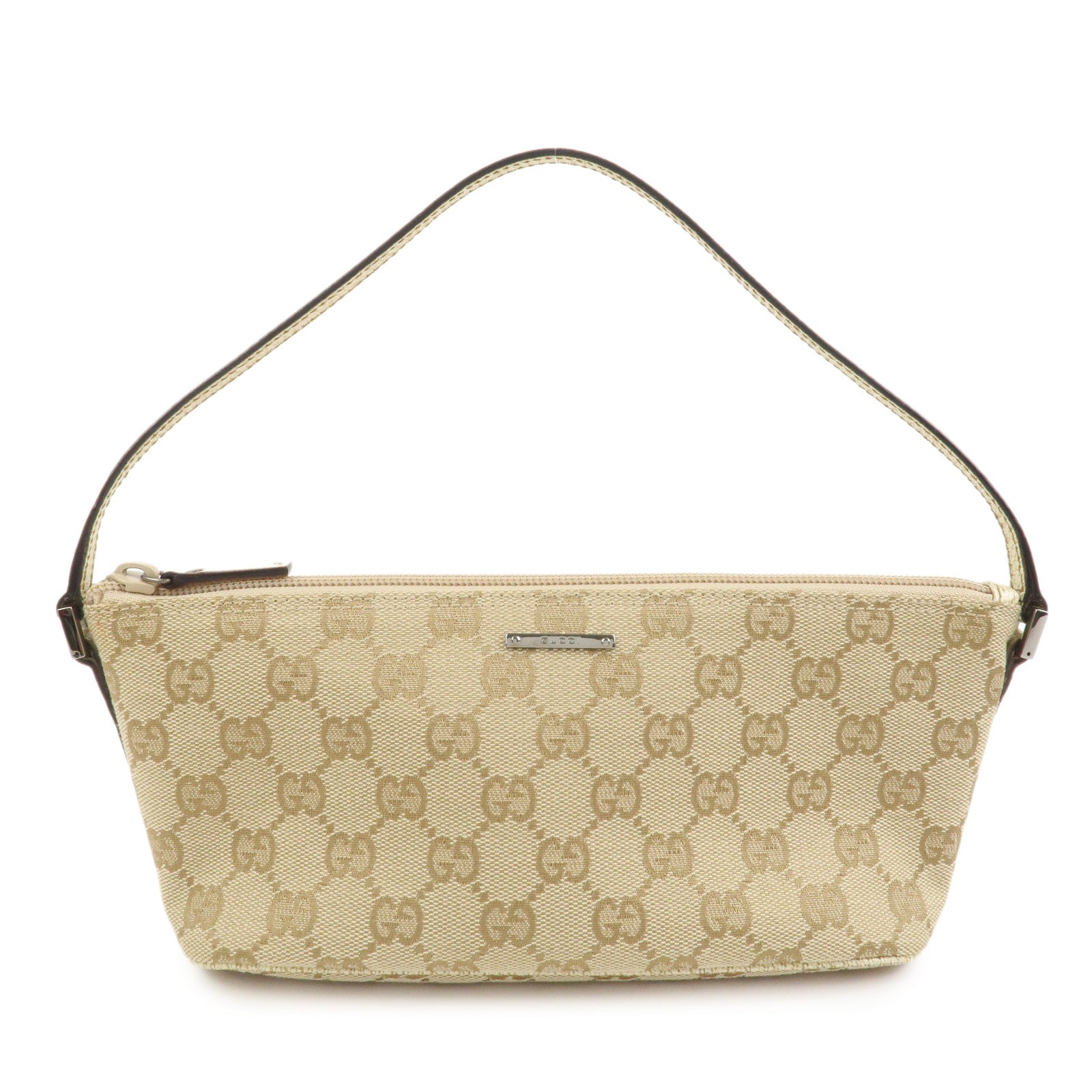 GUCCI Boat Bag GG Canvas Leather Hand Bag Beige 07198