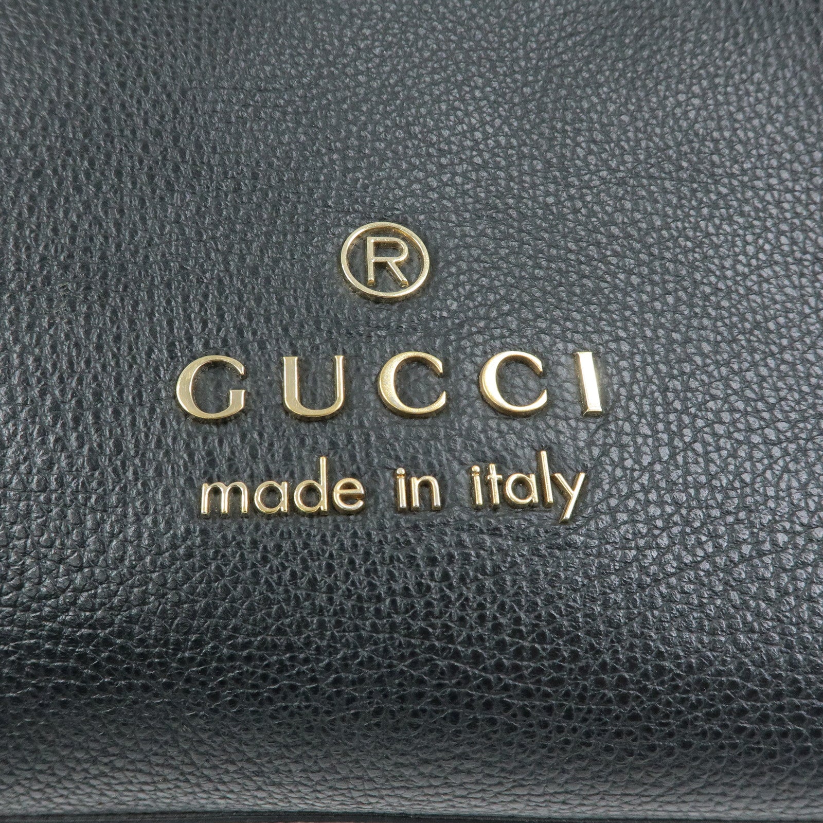 GUCCI Logo Leather Tote Bag Shoulder Bag Black 380118