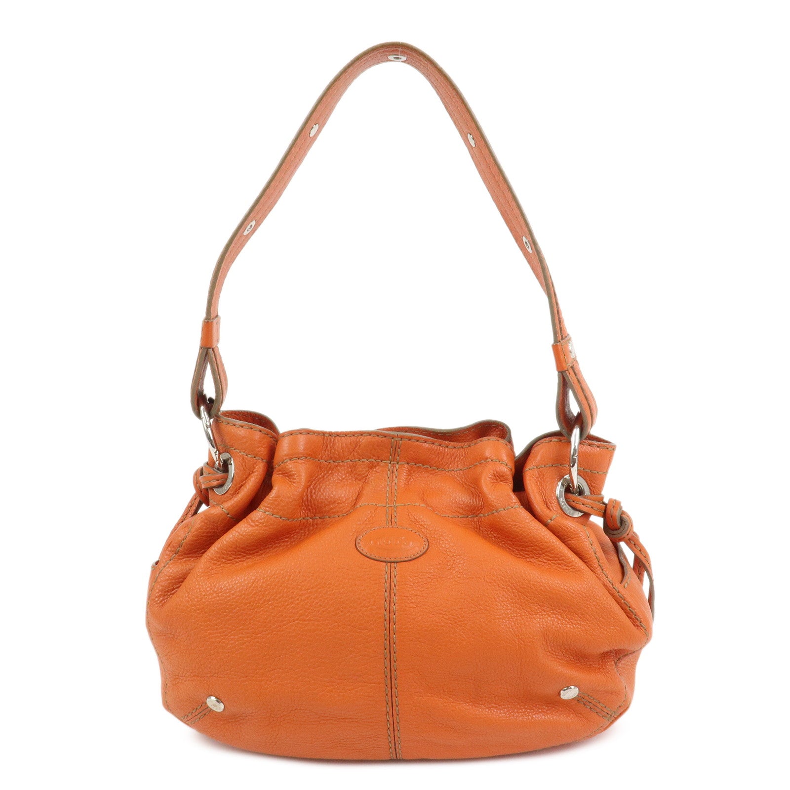 TOD’S Leather Shoulder Bag Hand Bag Orange