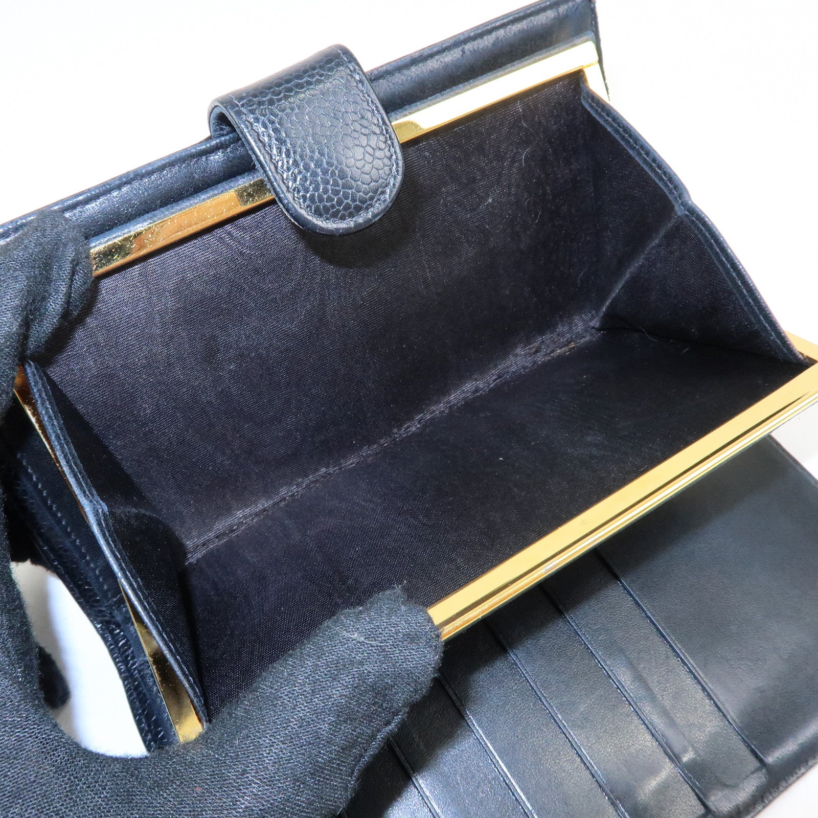 CHANEL COCO Mark Caviarskin Long Wallet Black