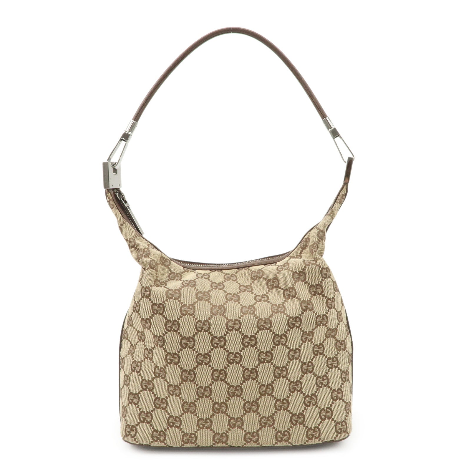 GUCCI GG Canvas Leather Shoulder Bag Beige Brown 203419 Used