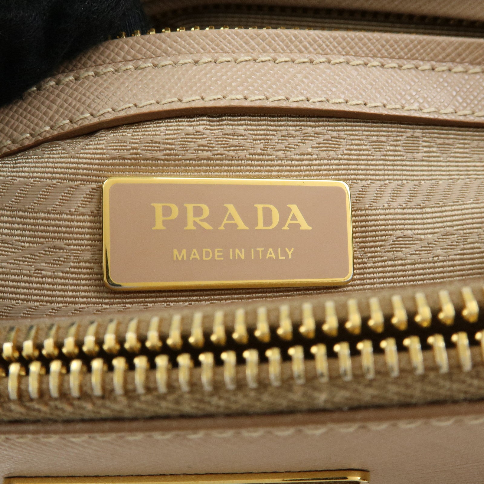 PRADA Triangle Logo Galleria Saffiano Leather 2Way Bag Beige 1BA896