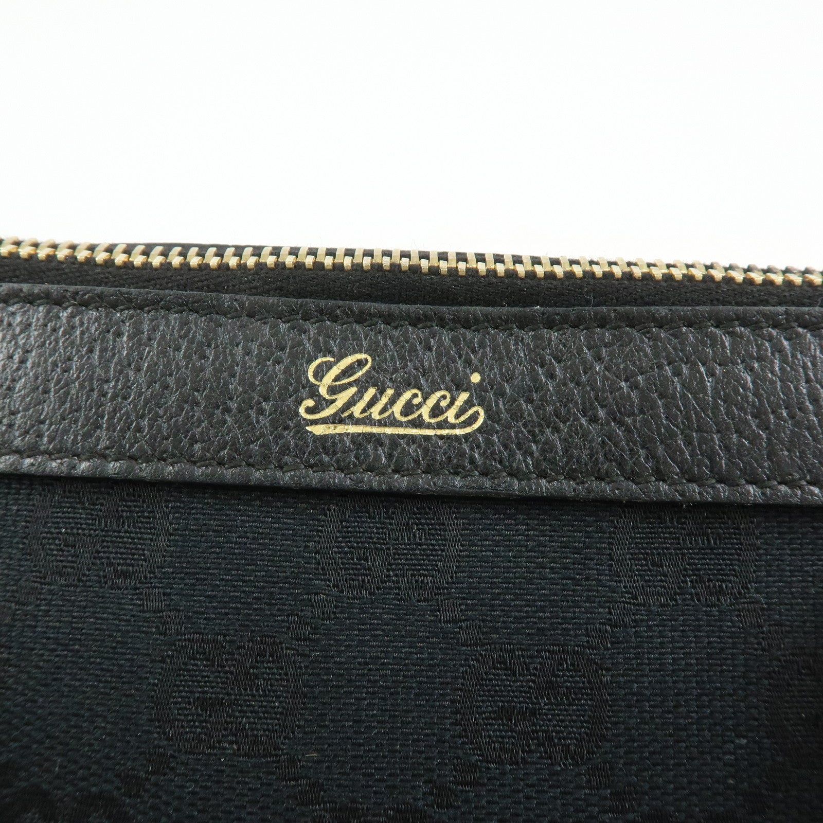 GUCCI Abbey GG Canvas Leather Tote Bag Hand Bag Black 141471