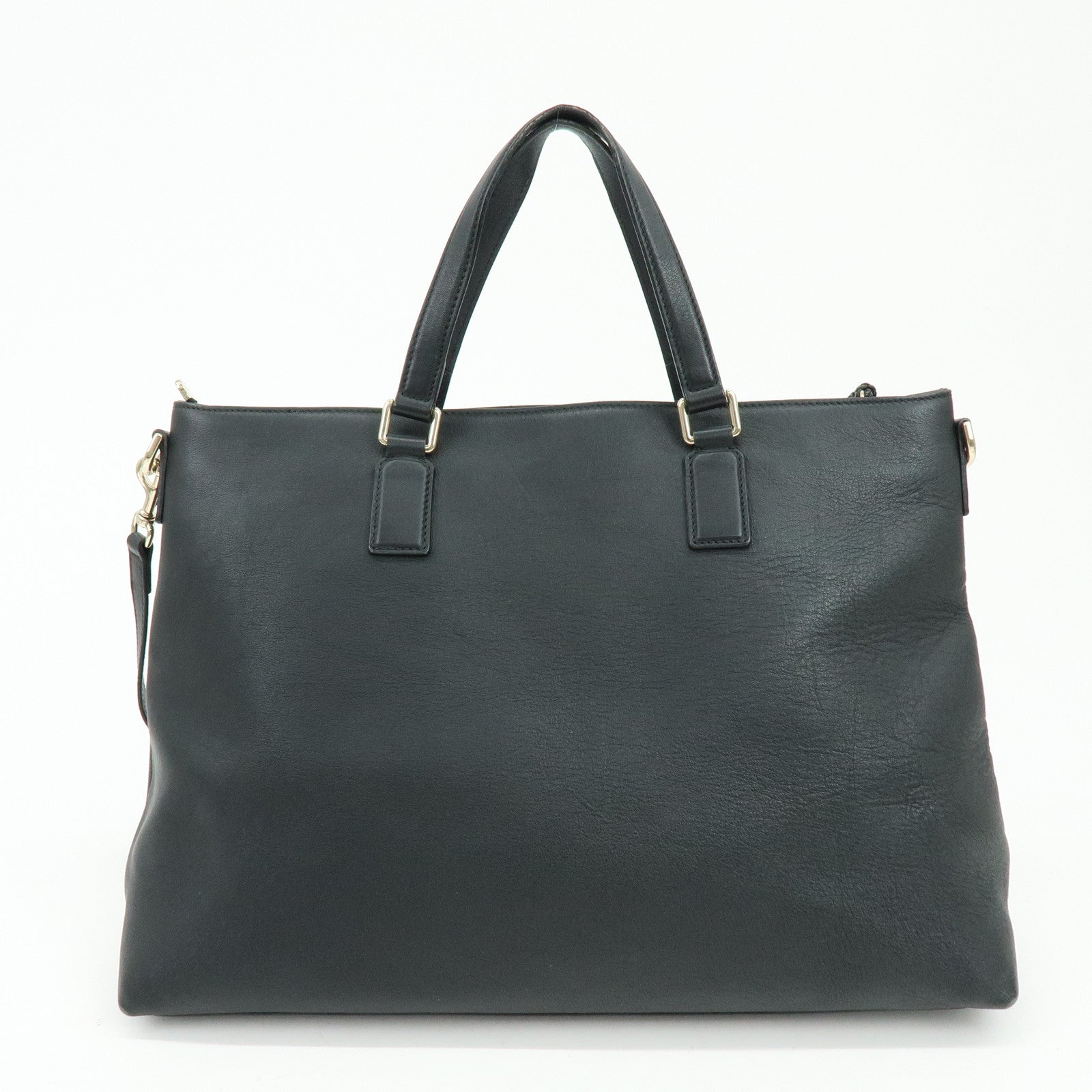 GUCCI Bamboo Leather 2Way Bag Tote Bag Shoulder Bag Black 365345