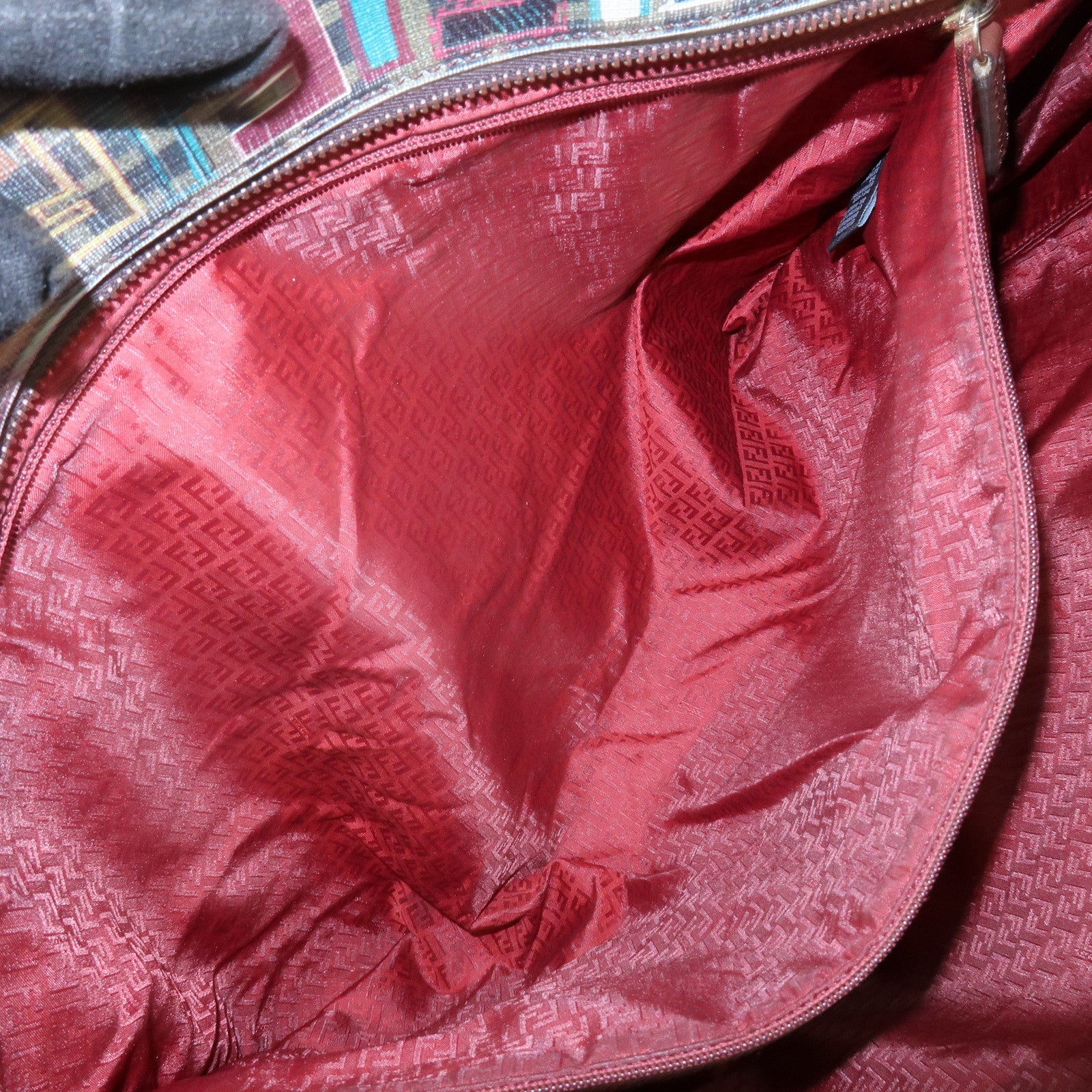 FENDI Zucca PVC Patent Leather Tote Bag Brown Multicolor 8BH185