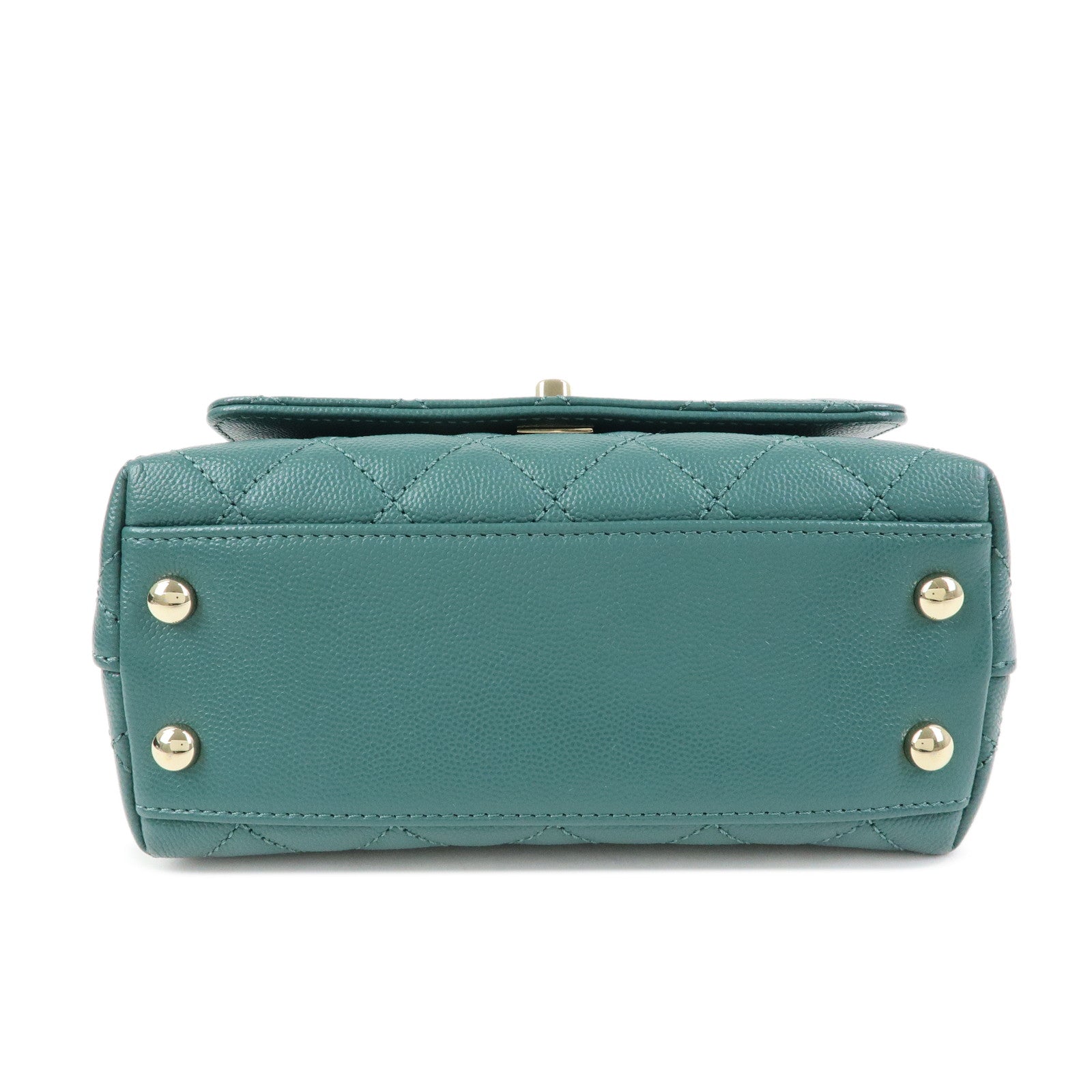 CHANEL Matelasse COCO Handle XXS Caviarskin 2Way Bag Green AS2215