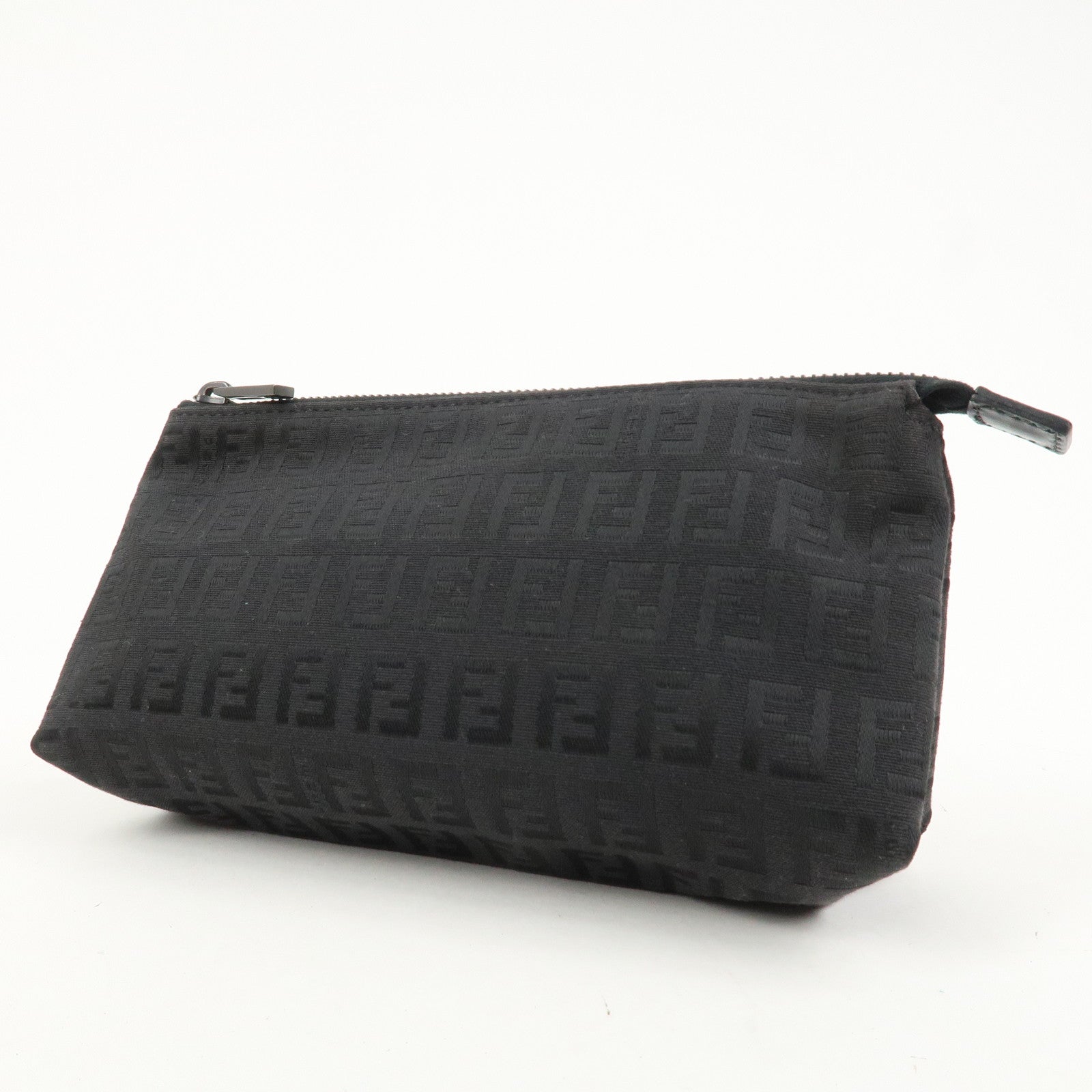 FENDI Set Of 2 Leather Zucchino Canvas Pouch Pink 8N0036 7N0038