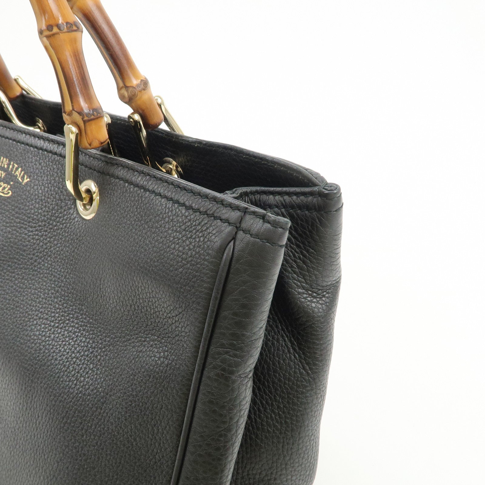 GUCCI Bamboo Shopper Medium 2Way Bag Shoulder Bag Black 323660