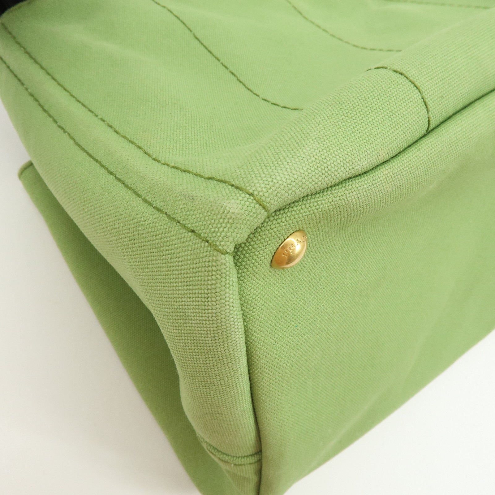 PRADA Canapa Large Triangle Logo Canvas Tote Bag Hand Bag B1872B