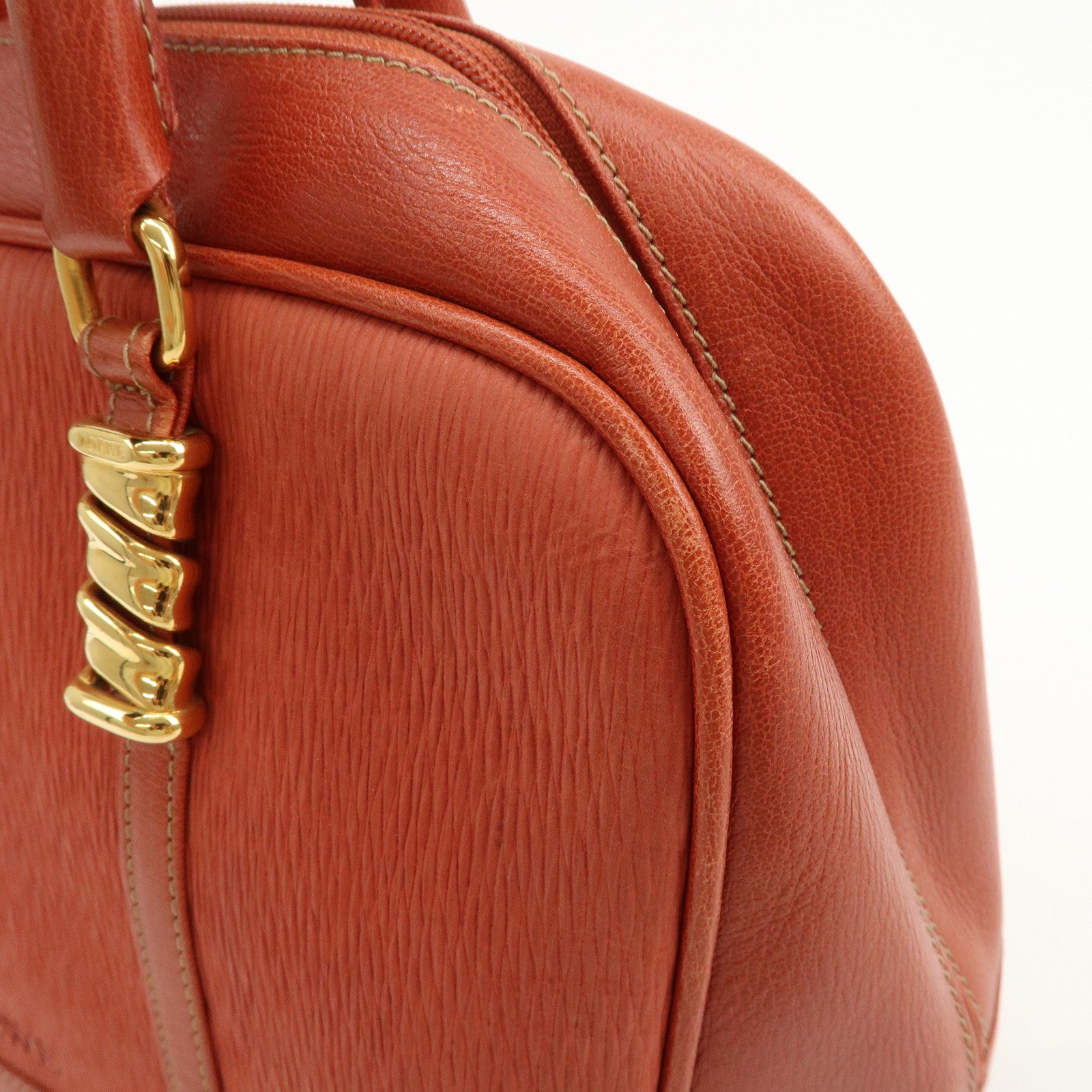 LOEWE Velazquez Leather Hand Bag Boston Bag Orange
