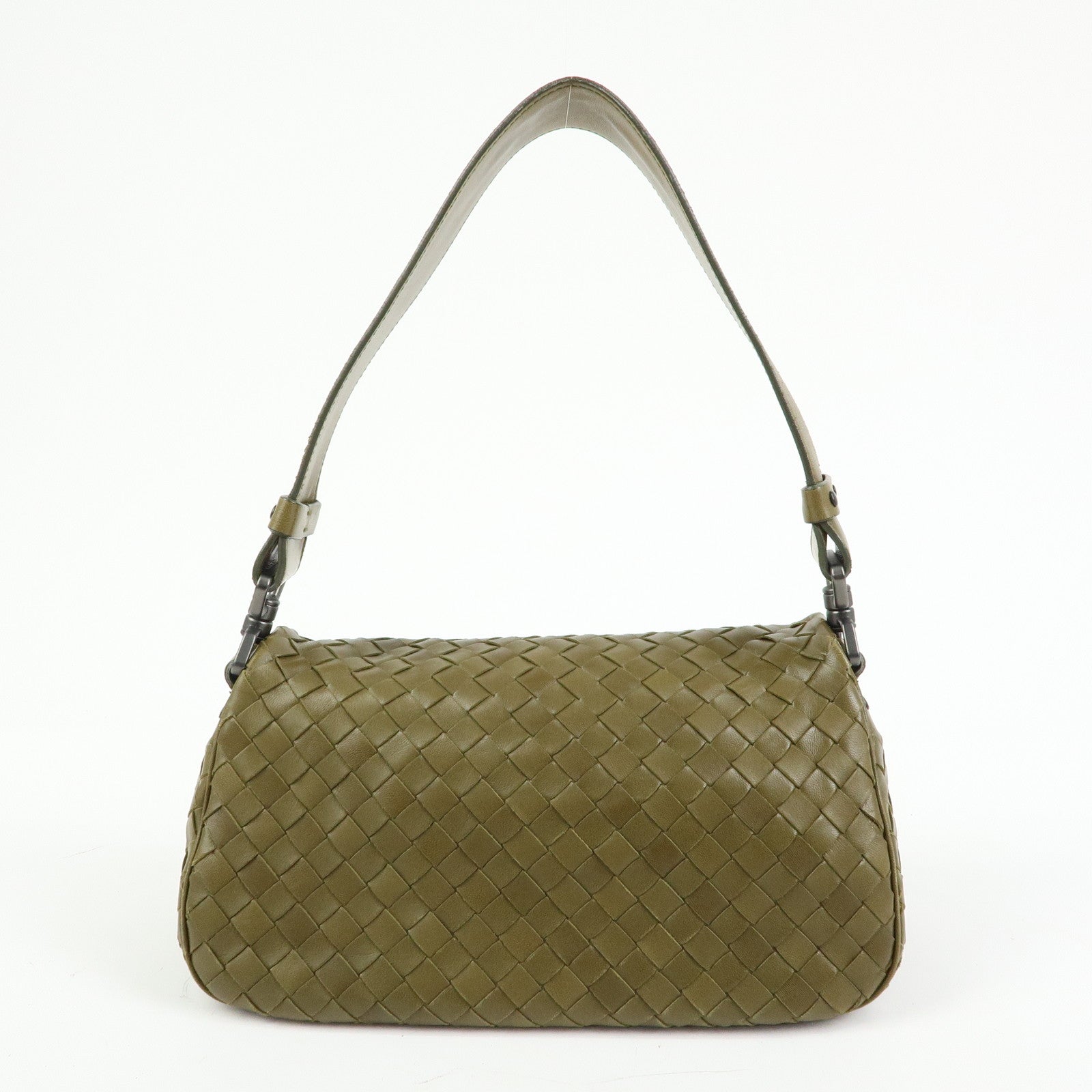BOTTEGA VENETA Intrecciato Leather Shoulder Bag Khaki 142467
