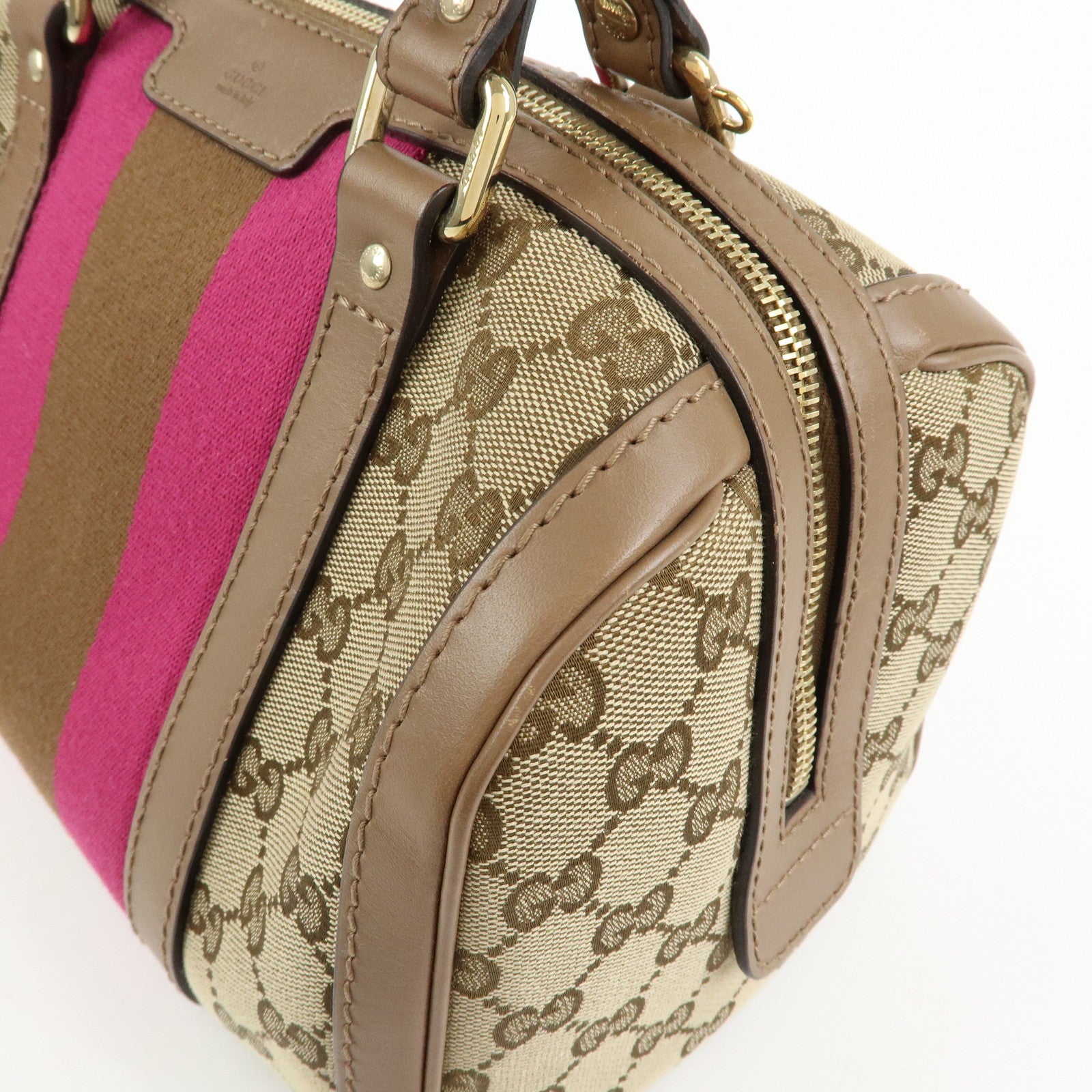 GUCCI Sherry GG Canvas Leather 2WAY Bag Boston Bag Beige 269876
