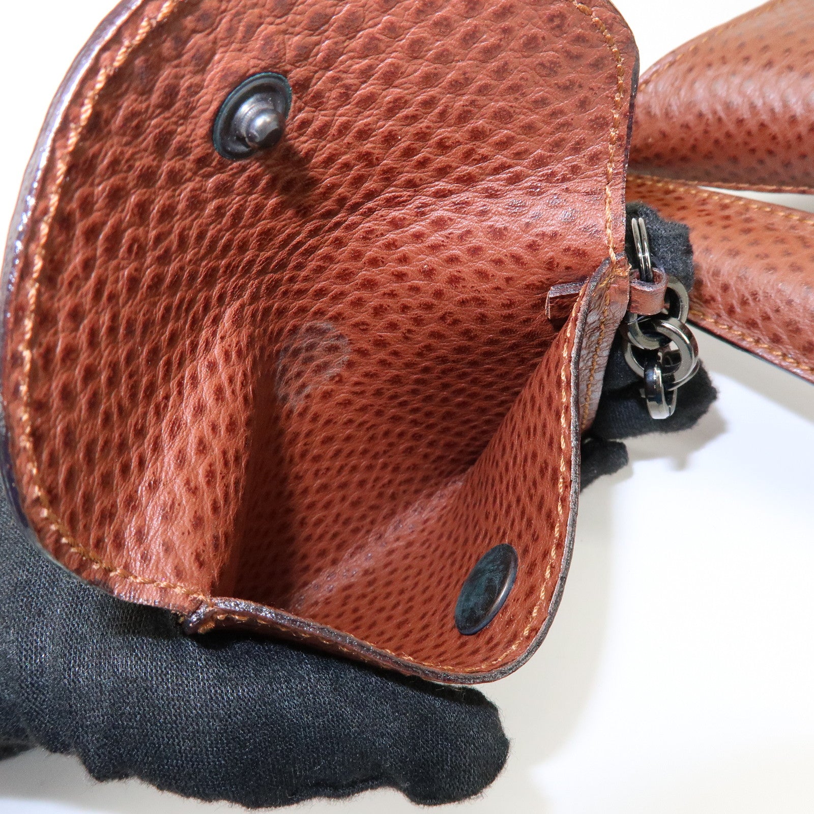 Ferragamo Gancini Leather Drawstring Bag Shoulder Bag Brown