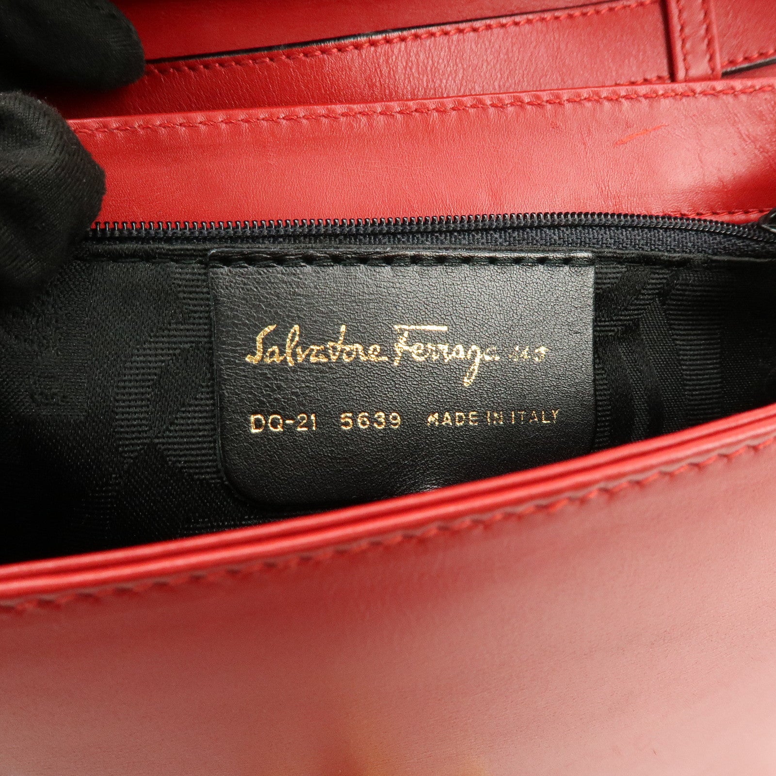 Ferragamo Leather Studs Shoulder Bag Red