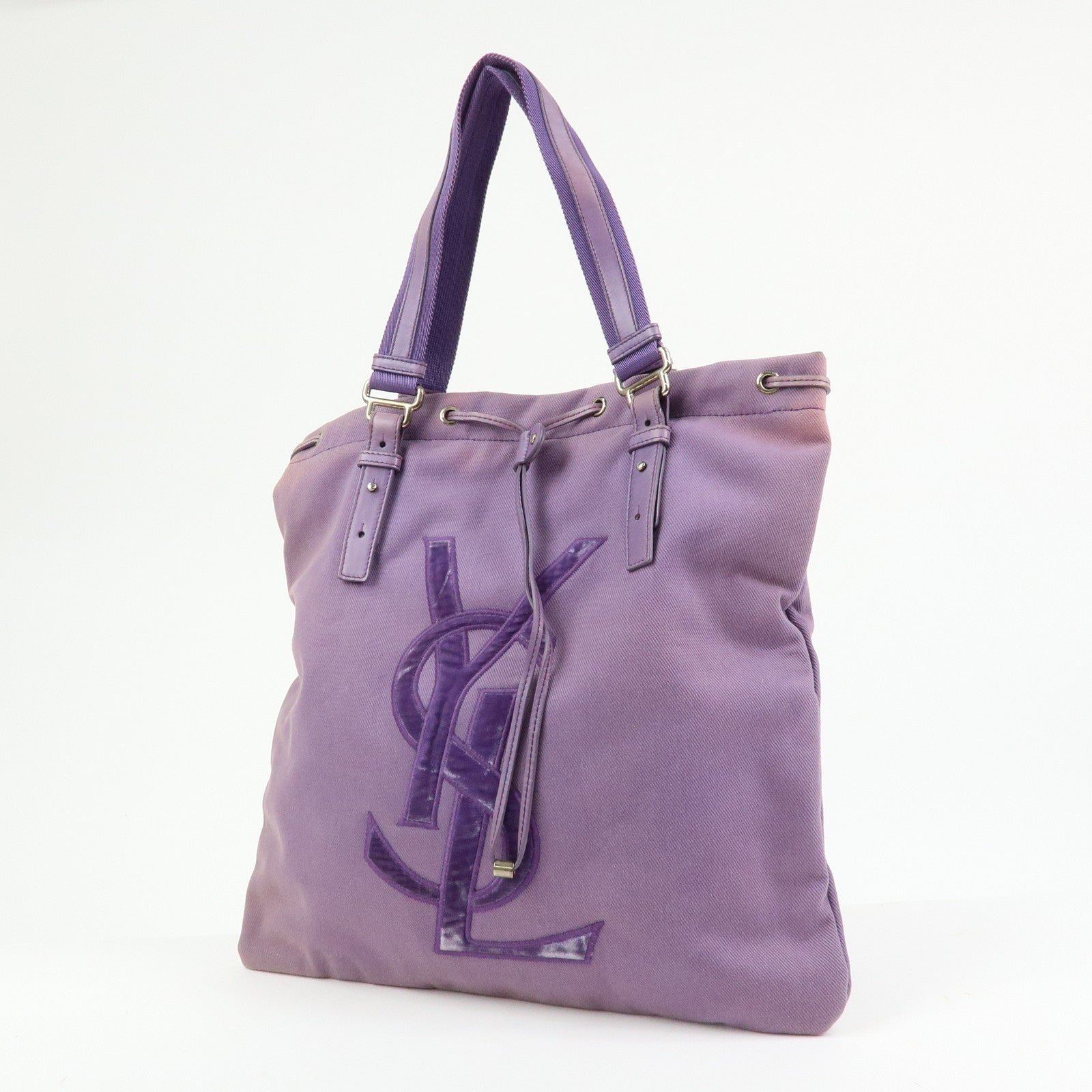 SAINT LAURENT PARIS Kahala Cassandra Canvas Tote Bag Purple 121631