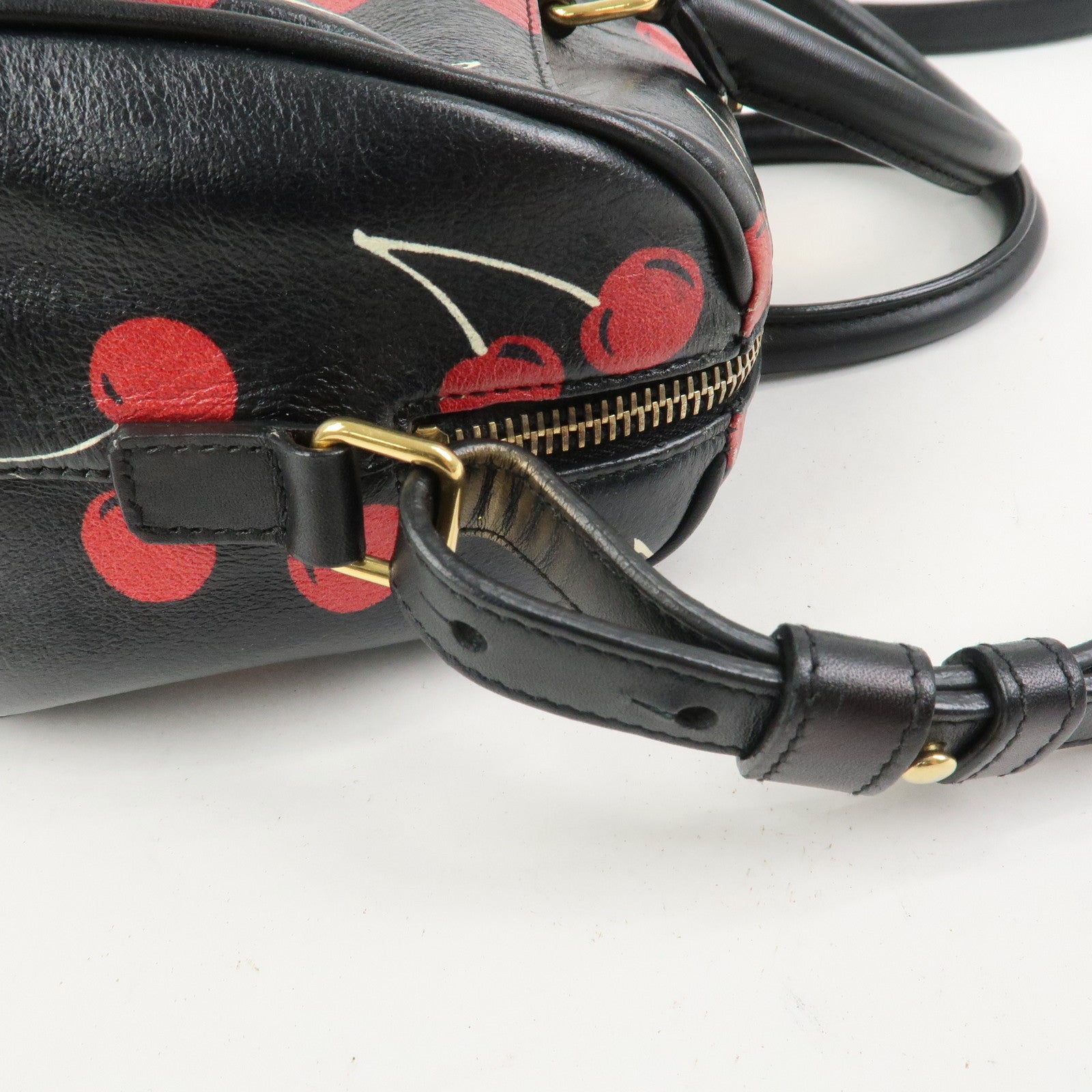 SAINT LAURENT PARIS Baby Duffle Leather Cherry 2Way Hand Bag 330958