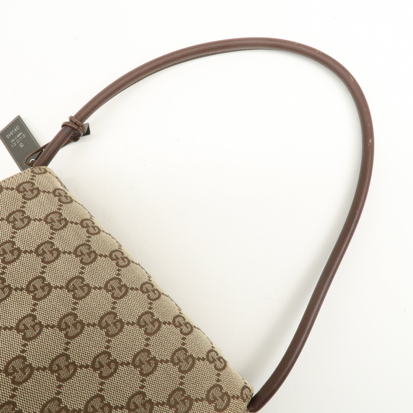 GUCCI GG Monogram Canvas Leather Shoulder Bag Beige Brown 90646