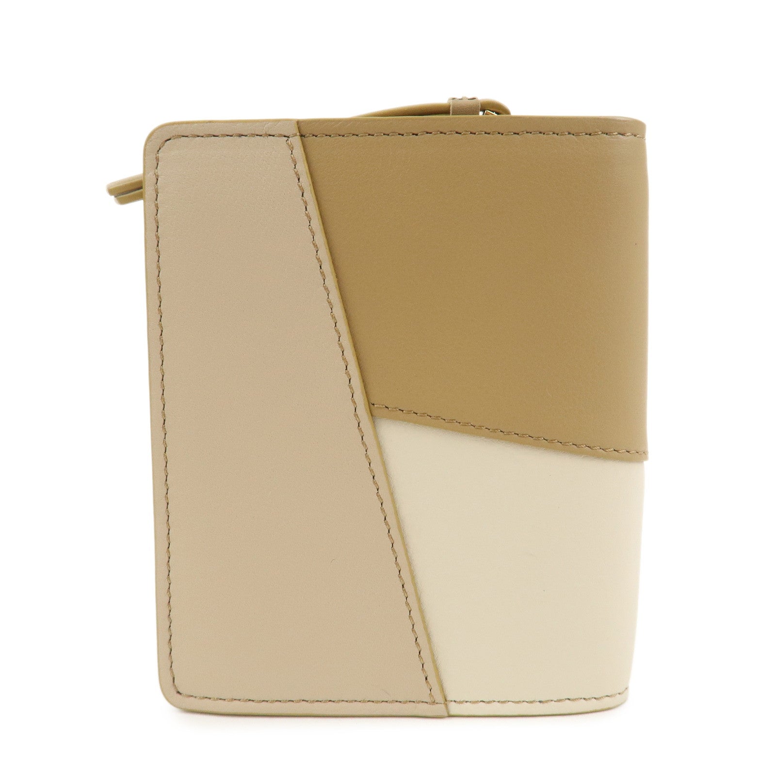 LOEWE Puzzle Leather Compact Wallet Beige