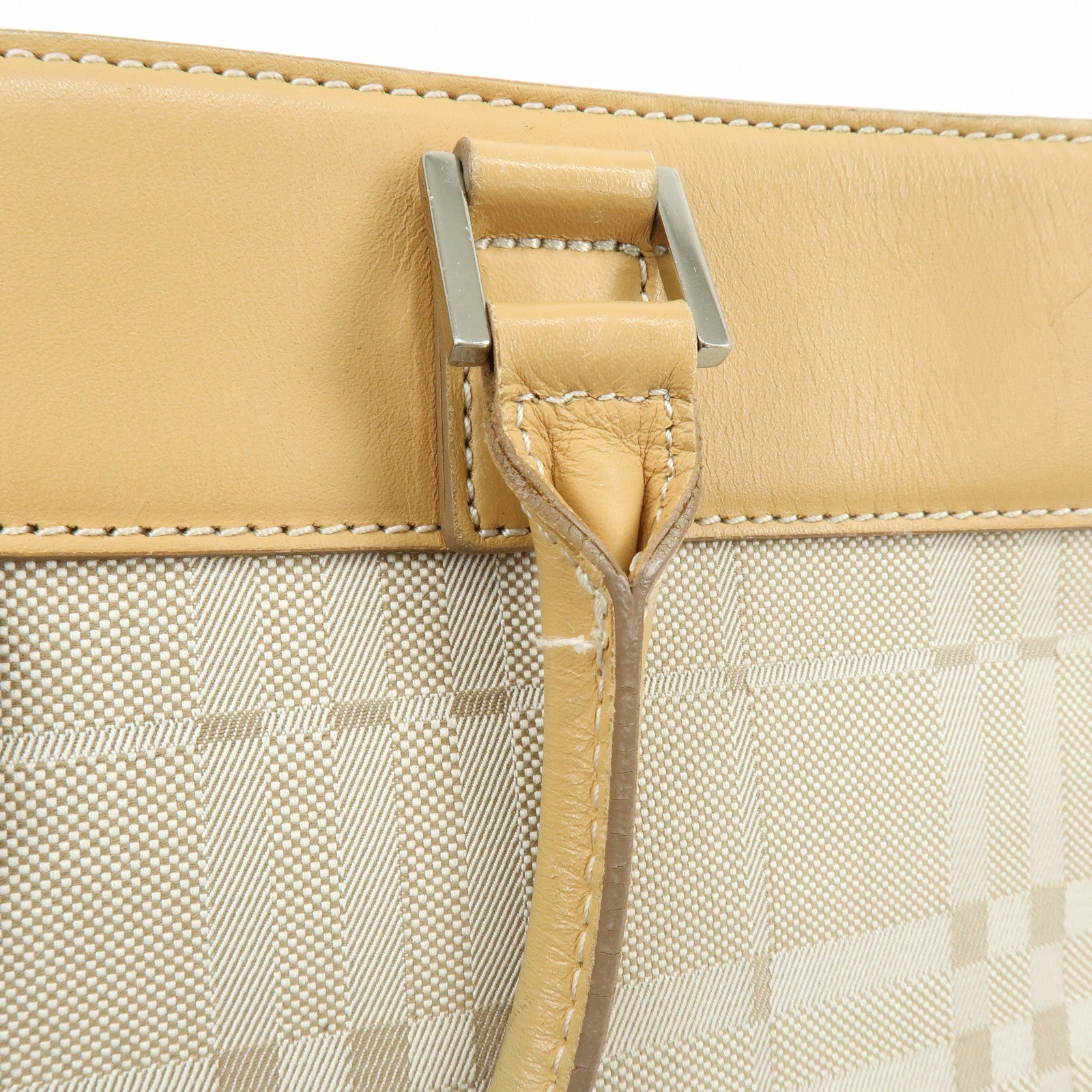 BURBERRY Canvas Leather Hand Bag Tote Bag Beige Light Beige