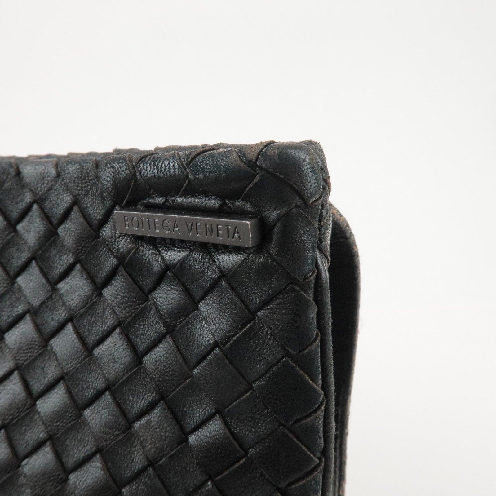 BOTTEGA VENETA Intrecciato Leather Shoulder Bag Black 105001